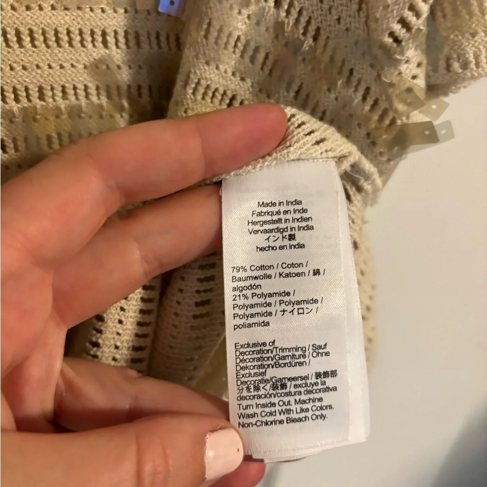 NWT J. CREW Crochet Shirt With Sequins Natural Cream Size Large